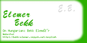 elemer bekk business card